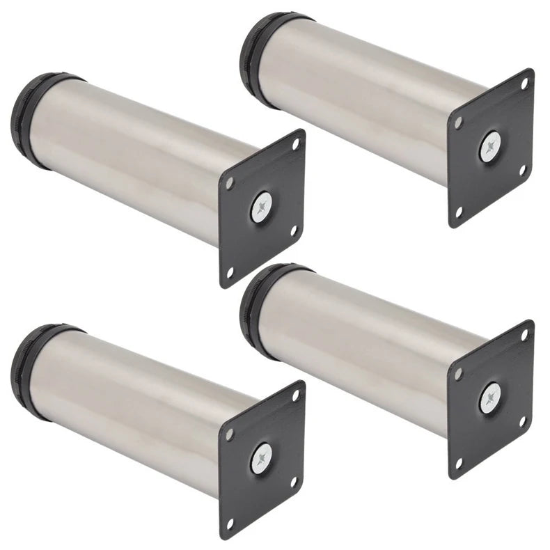 4PCS Stainless Steel Adjustable Furniture Legs 5-25cm | Replacement Feet for Sofa Bed Table Cabinet, Easy Install Durable