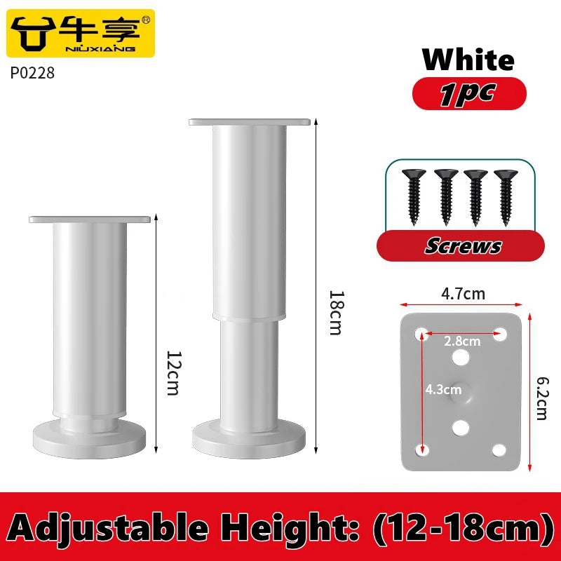 Adjustable Height Furniture Support Legs for Bed Frame, Metal Adjustable Furniture Legs for Bed/Sofa/Cabinet/Couch/Table