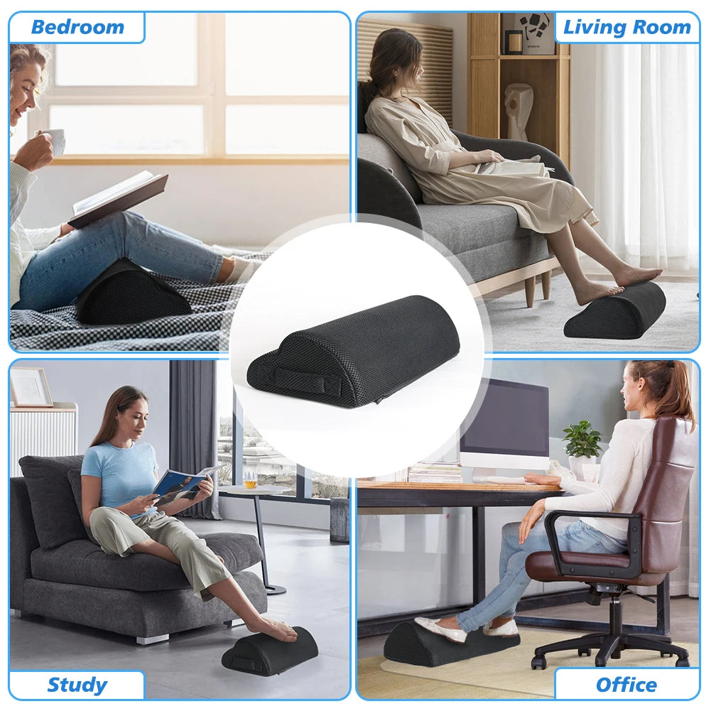 Memory Foam Foot Stool & Under Desk Footrest Leg Elevation Pillow