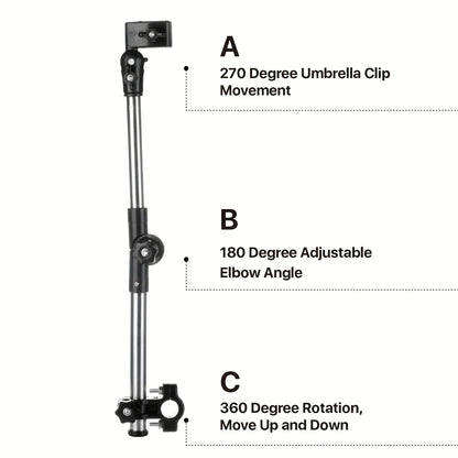 Adjustable Stainless Steel Umbrella Stand for Wheelchairs and Bicycles Rainproof Equipment, Multi-function Umbrella Stand