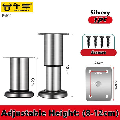 Adjustable Height Furniture Support Legs for Bed Frame, Metal Adjustable Furniture Legs for Bed/Sofa/Cabinet/Couch/Table