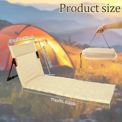 Outdoor Foldable Camping Chair Oxford Cloth Camping Floor Chair Garden Park Single Lazy Chair Backrest Cushion Picnic Back Chair