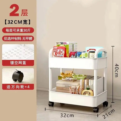 Four wheel rolling storage cart, mobile snack box and bathroom organizer, easy to assemble frame
