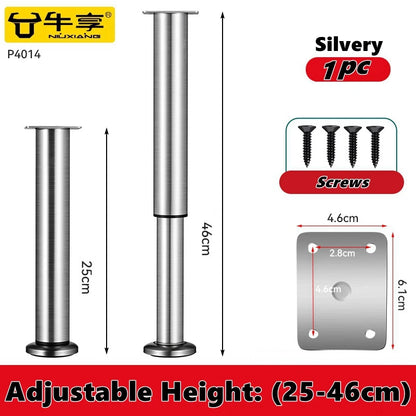 Adjustable Height Furniture Support Legs for Bed Frame, Metal Adjustable Furniture Legs for Bed/Sofa/Cabinet/Couch/Table