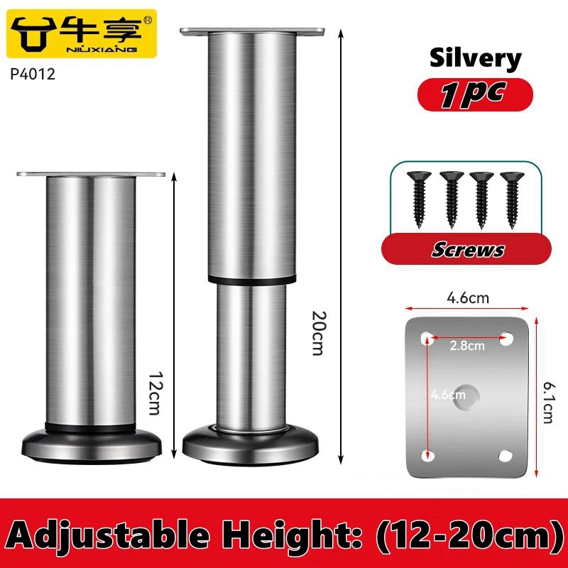 Adjustable Height Furniture Support Legs for Bed Frame, Metal Adjustable Furniture Legs for Bed/Sofa/Cabinet/Couch/Table