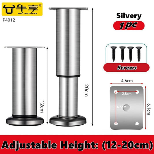 Adjustable Height Furniture Support Legs for Bed Frame, Metal Adjustable Furniture Legs for Bed/Sofa/Cabinet/Couch/Table