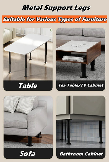 Adjustable Height Furniture Support Legs for Bed Frame, Metal Adjustable Furniture Legs for Bed/Sofa/Cabinet/Couch/Table