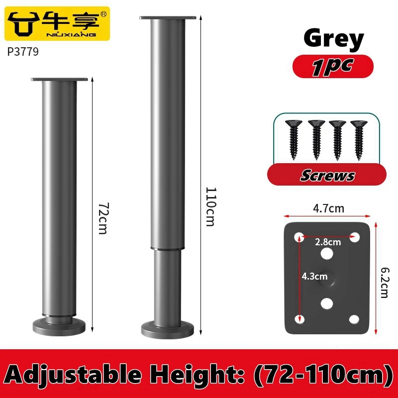 Adjustable Height Furniture Support Legs for Bed Frame, Metal Adjustable Furniture Legs for Bed/Sofa/Cabinet/Couch/Table