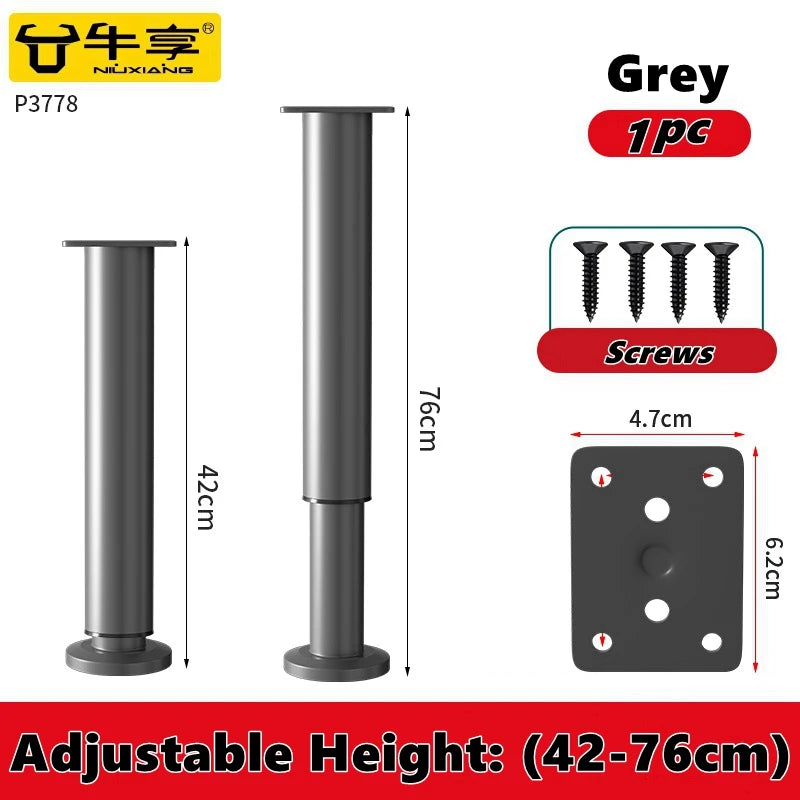 Adjustable Height Furniture Support Legs for Bed Frame, Metal Adjustable Furniture Legs for Bed/Sofa/Cabinet/Couch/Table