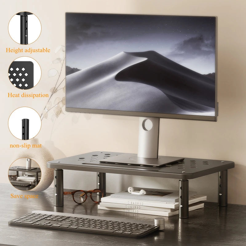 Adjustable computer Rack Telescopic Desk Monitor Holder Elevated PC Screen Stand Reduce Neck Strain Office Storage Supplies