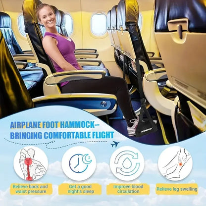 Portable Adjustable Leg Hammock with Comfortable Foot Rest for Airplane Office and Car Travel Support and Relaxation