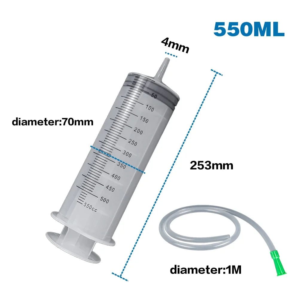 550ML Needle Barrel Oil Pump Syringe Large Syringes Reusable Pump Measuring With Scale Syringe With Tube ﻿