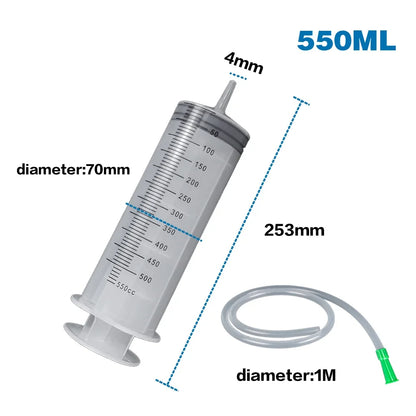 550ML Needle Barrel Oil Pump Syringe Large Syringes Reusable Pump Measuring With Scale Syringe With Tube ﻿