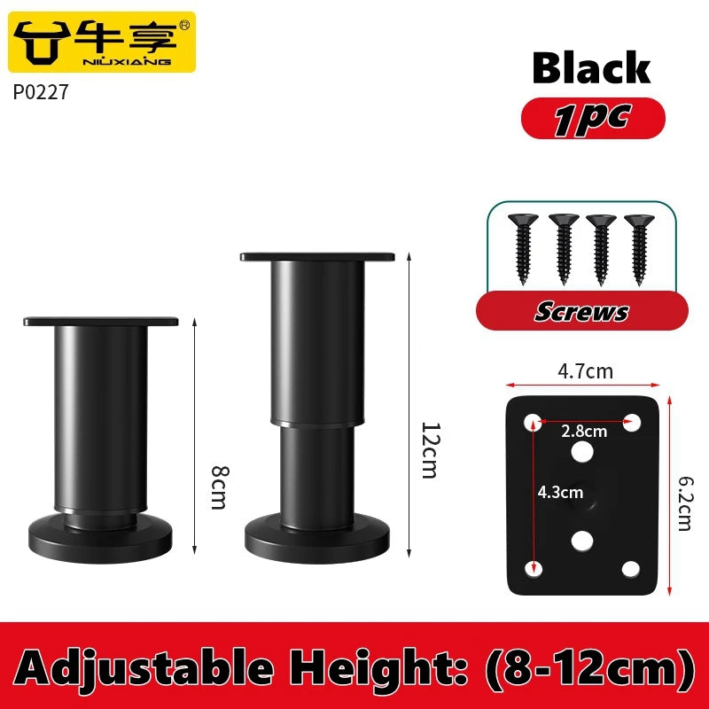 Adjustable Height Furniture Support Legs for Bed Frame, Metal Adjustable Furniture Legs for Bed/Sofa/Cabinet/Couch/Table