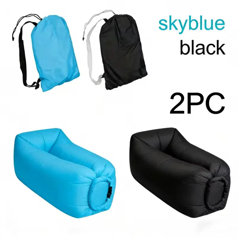 LUSQI Inflatable Lounger Air Sofa Extra Thick Foldable Couch For Outdoor Camping Beach Patio Quick Inflation Home Furniture