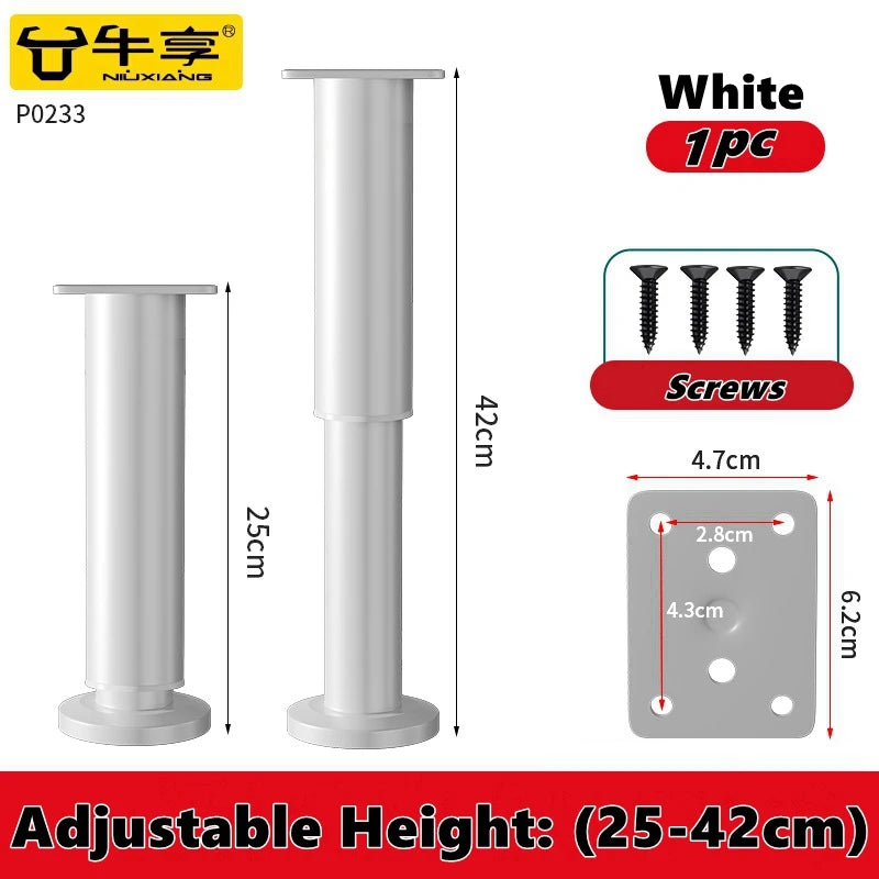 Adjustable Height Furniture Support Legs for Bed Frame, Metal Adjustable Furniture Legs for Bed/Sofa/Cabinet/Couch/Table