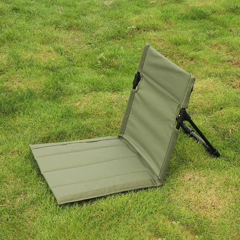 Outdoor Foldable Camping Chair Oxford Cloth Camping Floor Chair Garden Park Single Lazy Chair Backrest Cushion Picnic Back Chair