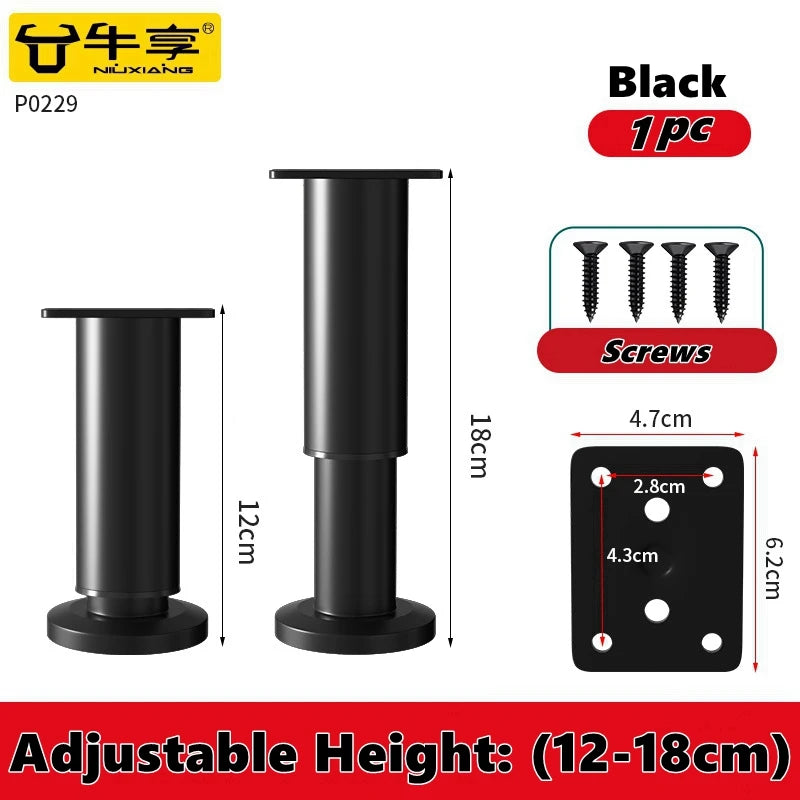 Adjustable Height Furniture Support Legs for Bed Frame, Metal Adjustable Furniture Legs for Bed/Sofa/Cabinet/Couch/Table
