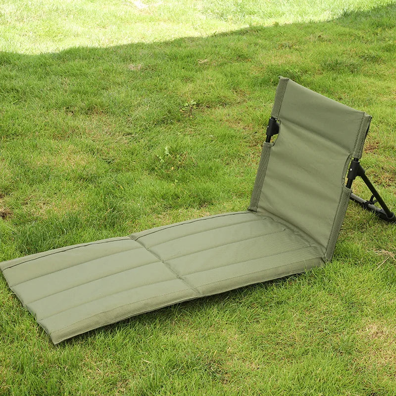Outdoor Foldable Camping Chair Oxford Cloth Camping Floor Chair Garden Park Single Lazy Chair Backrest Cushion Picnic Back Chair
