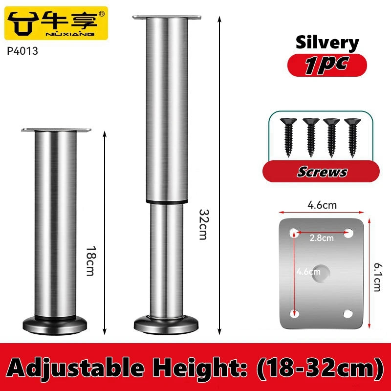 Adjustable Height Furniture Support Legs for Bed Frame, Metal Adjustable Furniture Legs for Bed/Sofa/Cabinet/Couch/Table