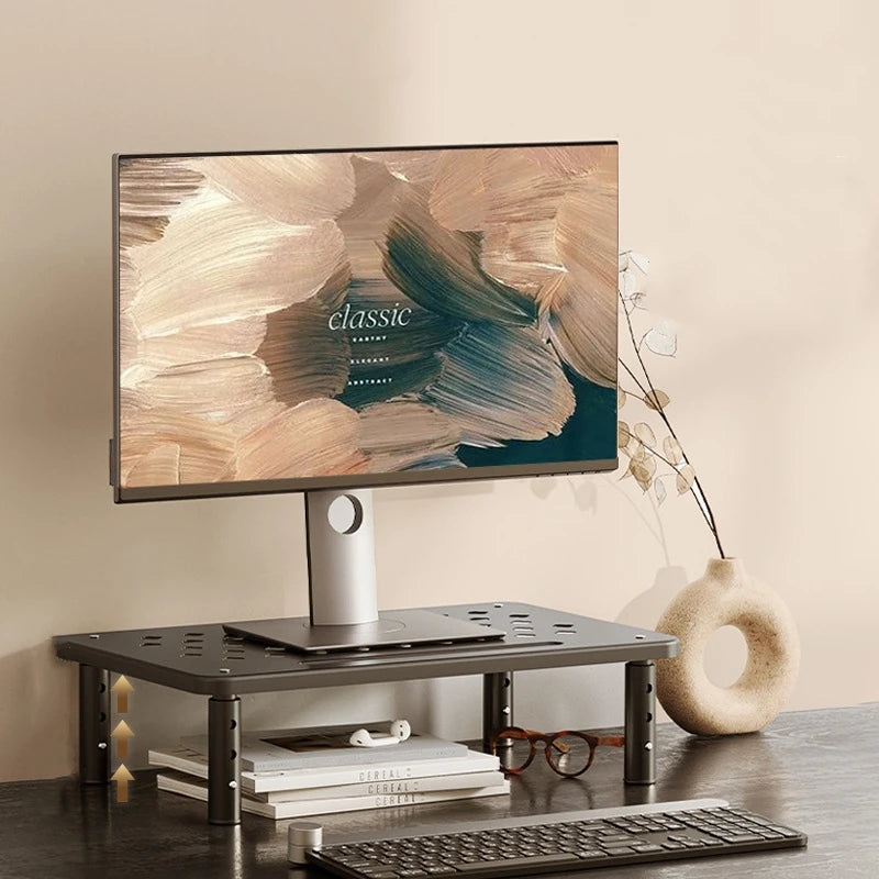 Adjustable computer Rack Telescopic Desk Monitor Holder Elevated PC Screen Stand Reduce Neck Strain Office Storage Supplies