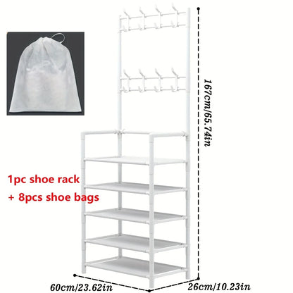 5-Level Metal Shoe Rack Tool-Free Setup Straightforward Design Multi-Purpose Shoes Boots And Sundries in Living Room Hallway
