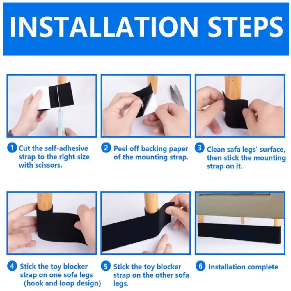 Durable 3/6/10M Sofa Toy Blocker Dustproof Adjustable Under Couch Blocker Nylon Adhesive Strap Sofa Edge Baffle