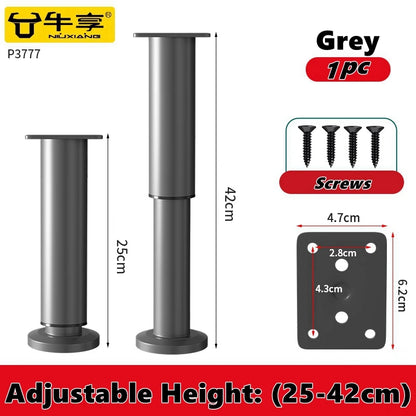 Adjustable Height Furniture Support Legs for Bed Frame, Metal Adjustable Furniture Legs for Bed/Sofa/Cabinet/Couch/Table
