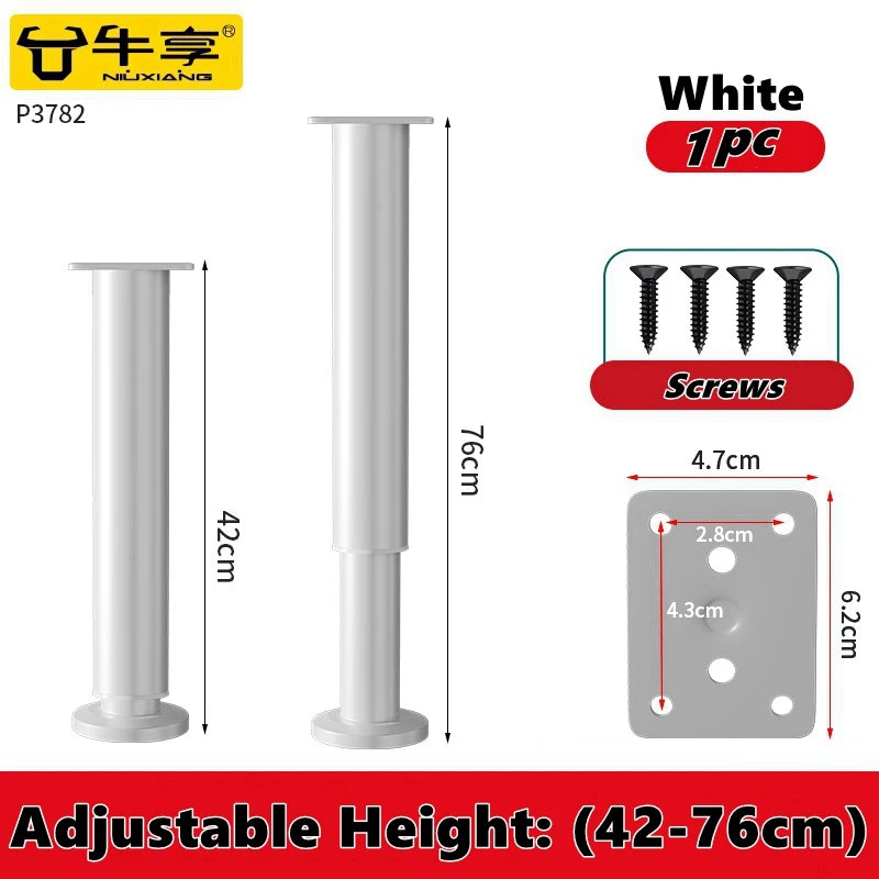 Adjustable Height Furniture Support Legs for Bed Frame, Metal Adjustable Furniture Legs for Bed/Sofa/Cabinet/Couch/Table