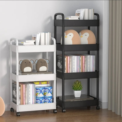 Four wheel rolling storage cart, mobile snack box and bathroom organizer, easy to assemble frame
