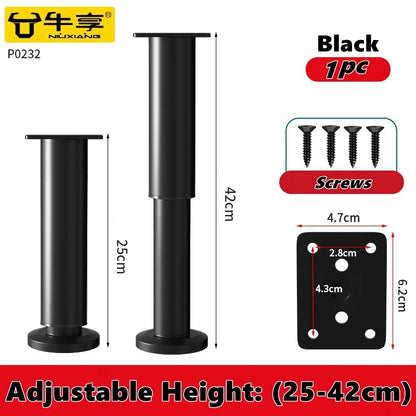 Adjustable Height Furniture Support Legs for Bed Frame, Metal Adjustable Furniture Legs for Bed/Sofa/Cabinet/Couch/Table
