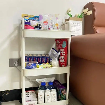 Four wheel rolling storage cart, mobile snack box and bathroom organizer, easy to assemble frame