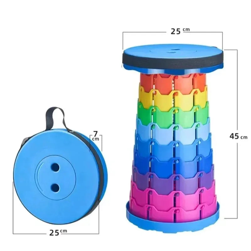 Portable Plastic Folding Telescopic Chair, Lightweight Adjustable Stool for Fishing Beach Camping, Compact Outdoor Foldable Seat