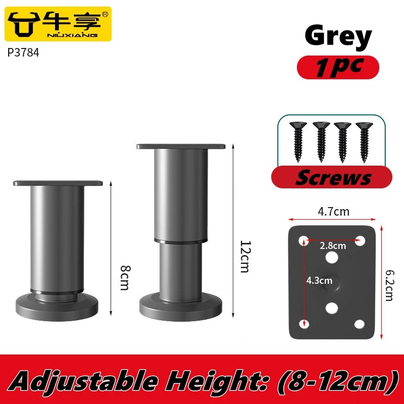 Adjustable Height Furniture Support Legs for Bed Frame, Metal Adjustable Furniture Legs for Bed/Sofa/Cabinet/Couch/Table
