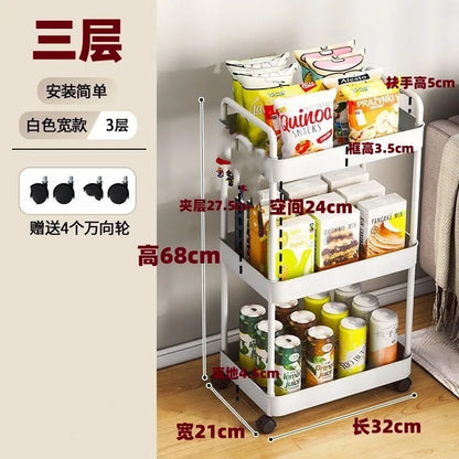Four wheel rolling storage cart, mobile snack box and bathroom organizer, easy to assemble frame