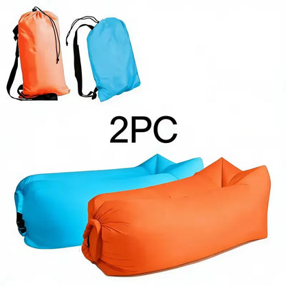 LUSQI Inflatable Lounger Air Sofa Extra Thick Foldable Couch For Outdoor Camping Beach Patio Quick Inflation Home Furniture
