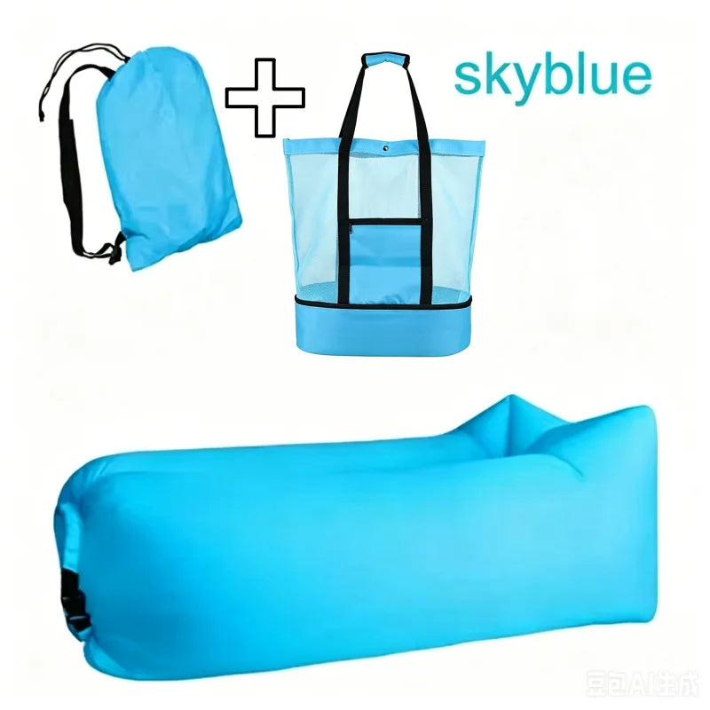 LUSQI Inflatable Lounger Air Sofa Extra Thick Foldable Couch For Outdoor Camping Beach Patio Quick Inflation Home Furniture